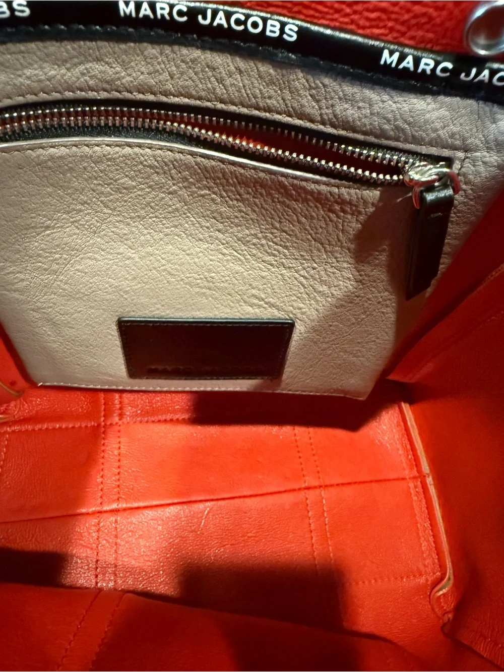 Marc Jacobs Stone Tote with Red Trim